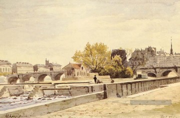 Pont Neuf Paris Barbizon paysage Henri Joseph Harpignies Peinture à l'huile